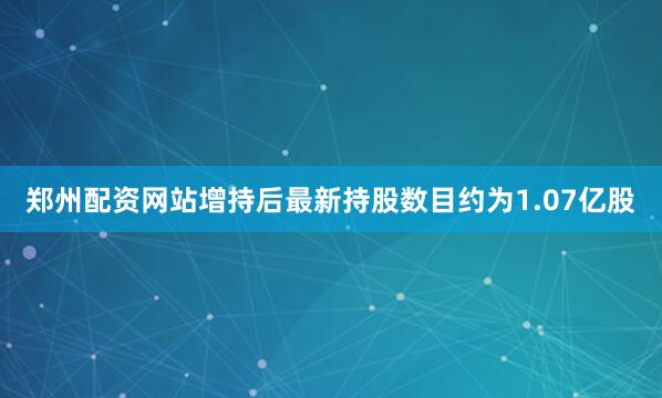 郑州配资网站增持后最新持股数目约为1.07亿股